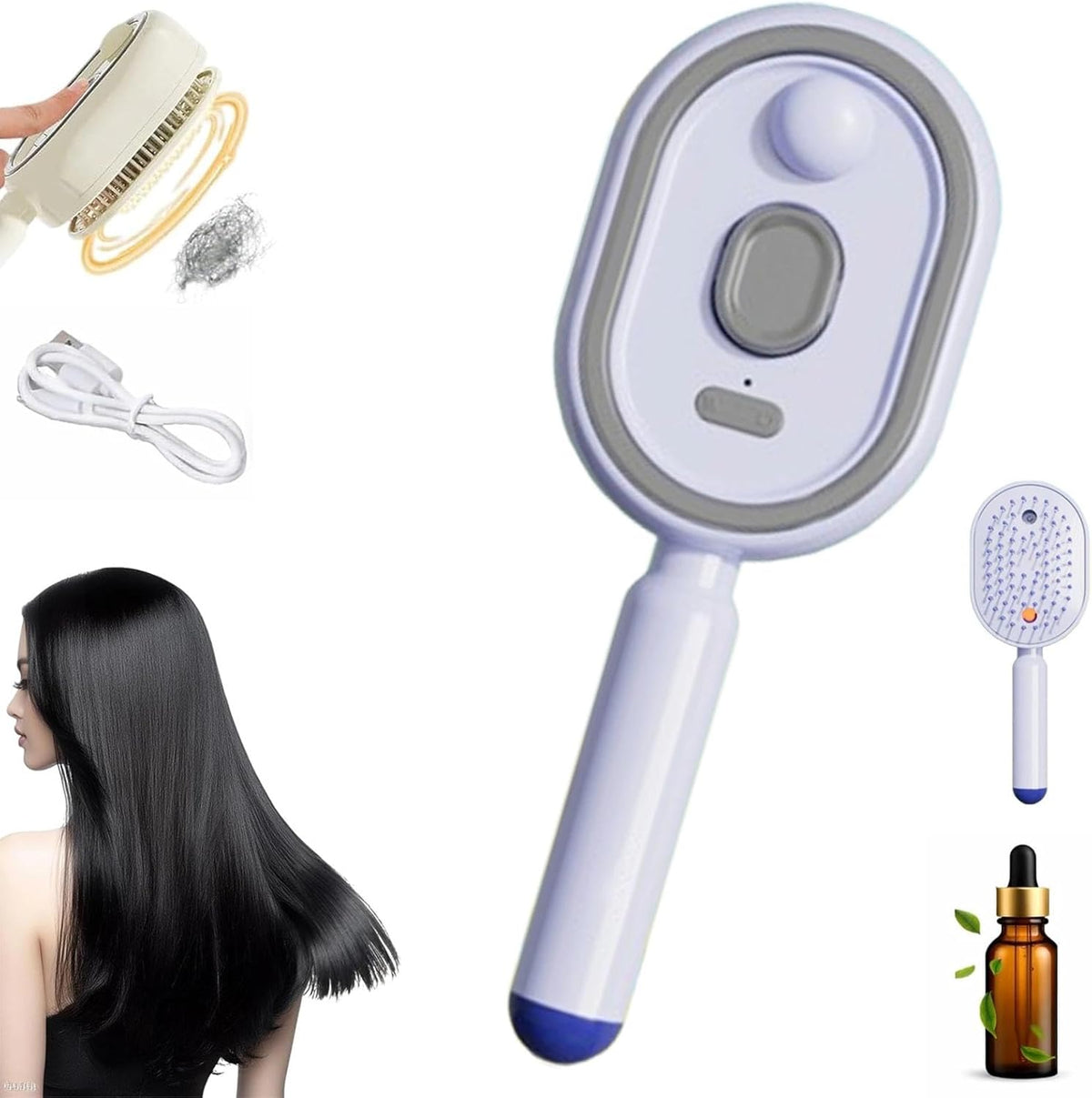 SleekMist™ Pro Brosse Lissante Rechargeable avec Peigne Démêlant Intégré