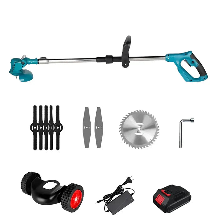 LawnLift™ | Coupe-bordures sans fil et pliable – Hauteur réglable, roues et 3 types de lames