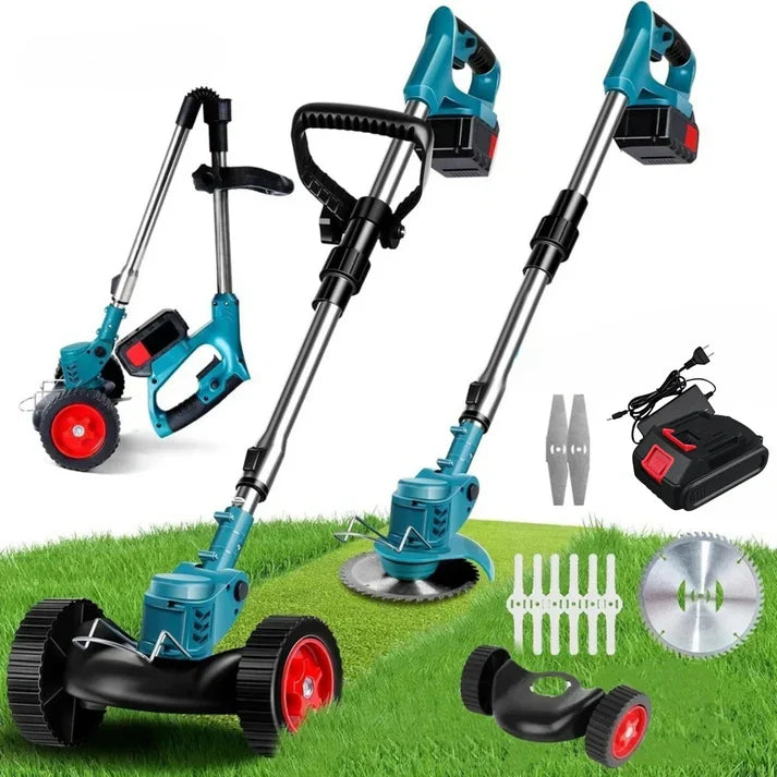 LawnLift™ | Coupe-bordures sans fil et pliable – Hauteur réglable, roues et 3 types de lames