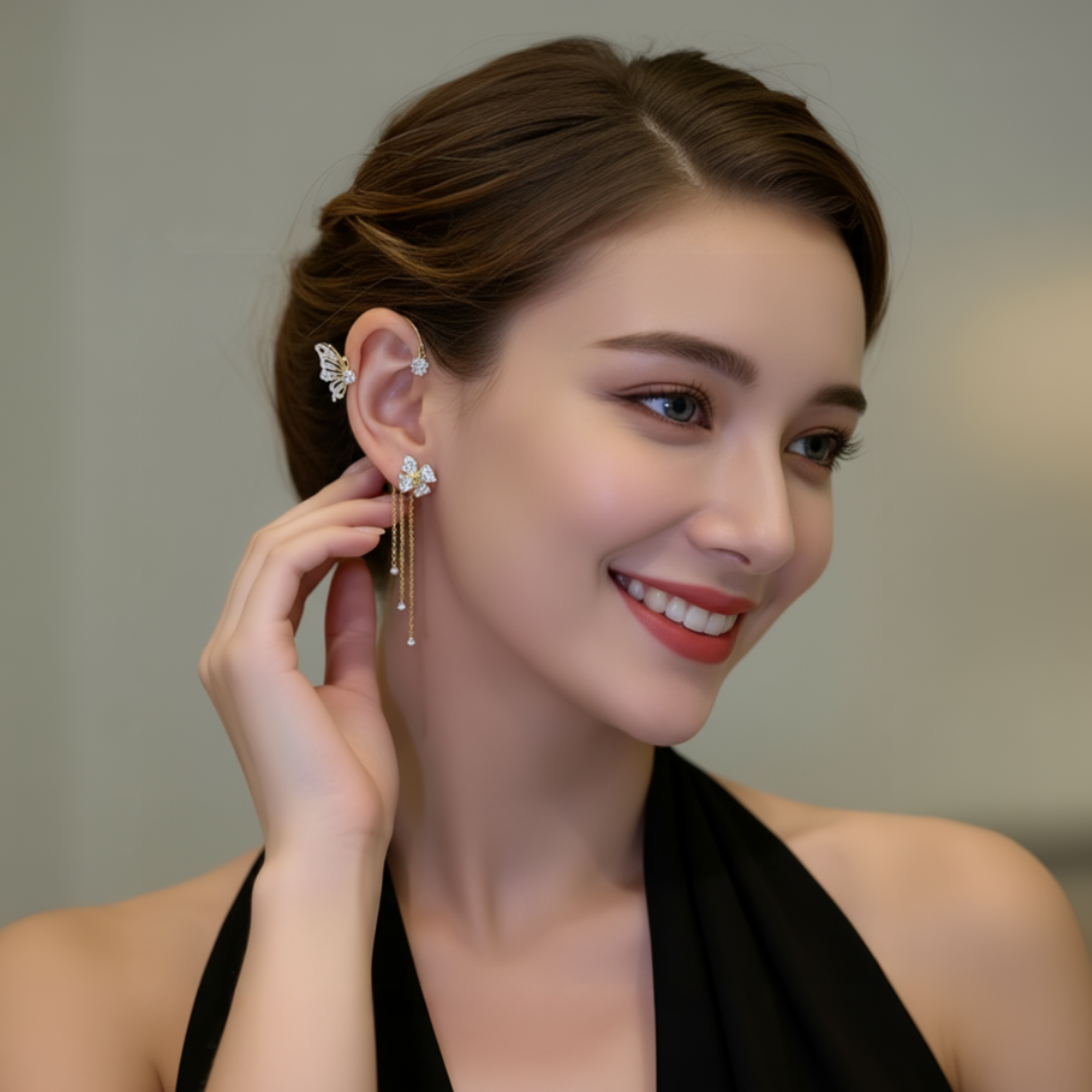 Celestelle™ – Boucles d’Oreilles Papillon & Fleur à Pampilles (50% de Réduction) - Science Factory FR