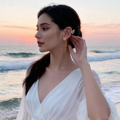 Celestelle™ – Boucles d’Oreilles Papillon & Fleur à Pampilles (50% de Réduction) - Science Factory FR