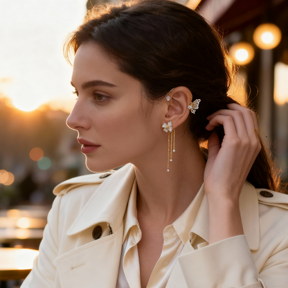 Celestelle™ – Boucles d’Oreilles Papillon & Fleur à Pampilles (50% de Réduction) - Science Factory FR