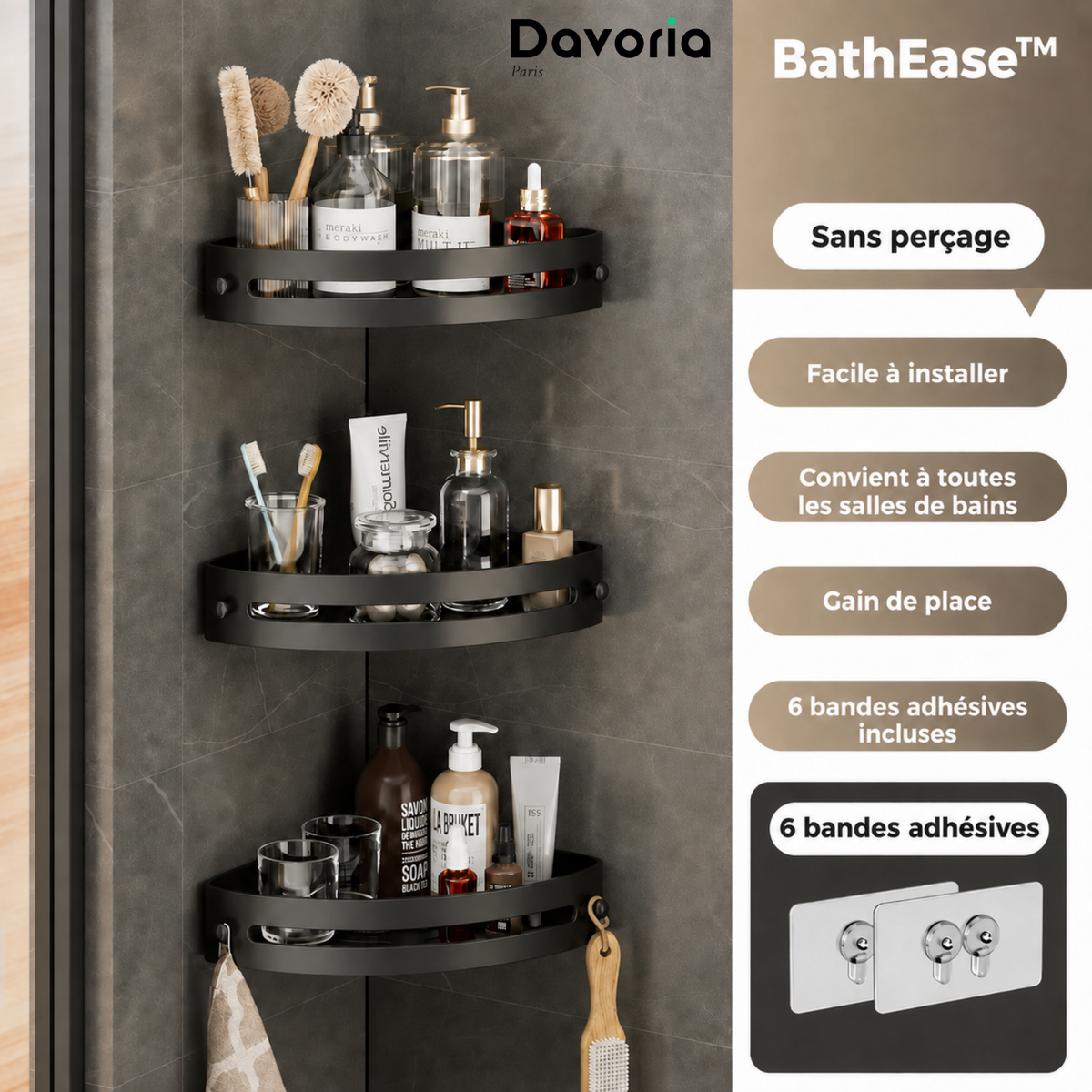 BathEase™ | Organisez votre salle de bains en quelques seconde