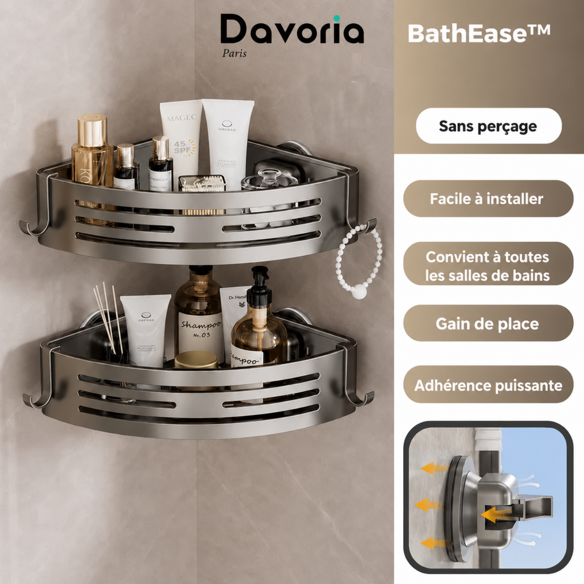 BathEase™ | Organisez votre salle de bains en quelques seconde