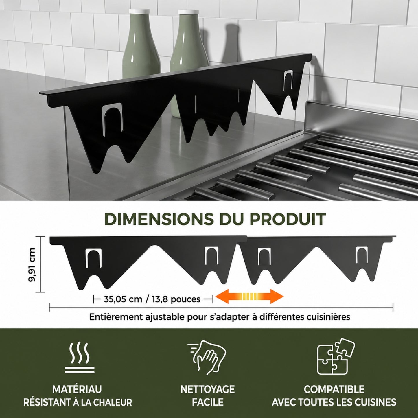 GapLock™ Extend – Protège-Interstice Extensible pour Cuisinière – Protection Réglable pour Plan de Travail de Cuisine