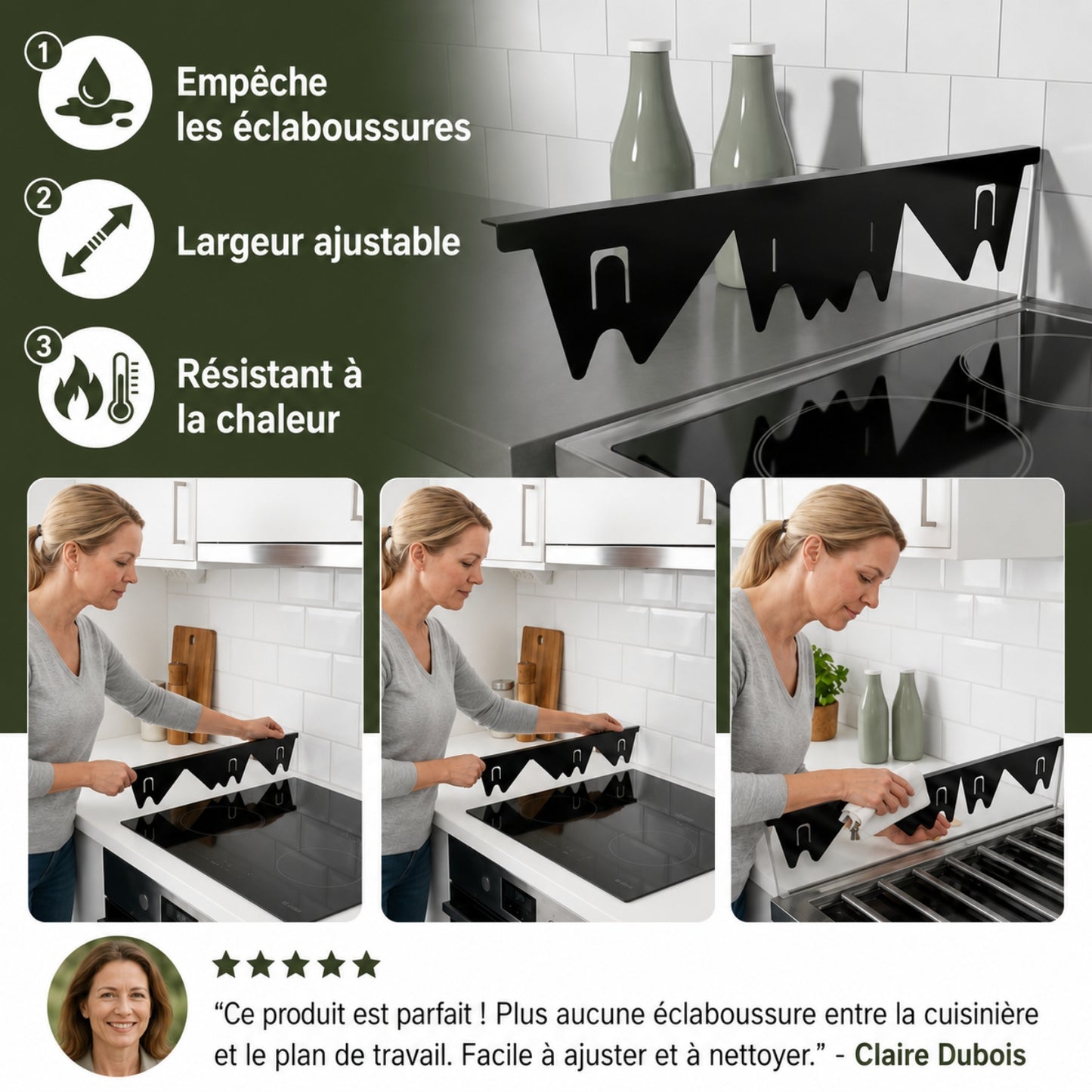 GapLock™ Extend – Protège-Interstice Extensible pour Cuisinière – Protection Réglable pour Plan de Travail de Cuisine