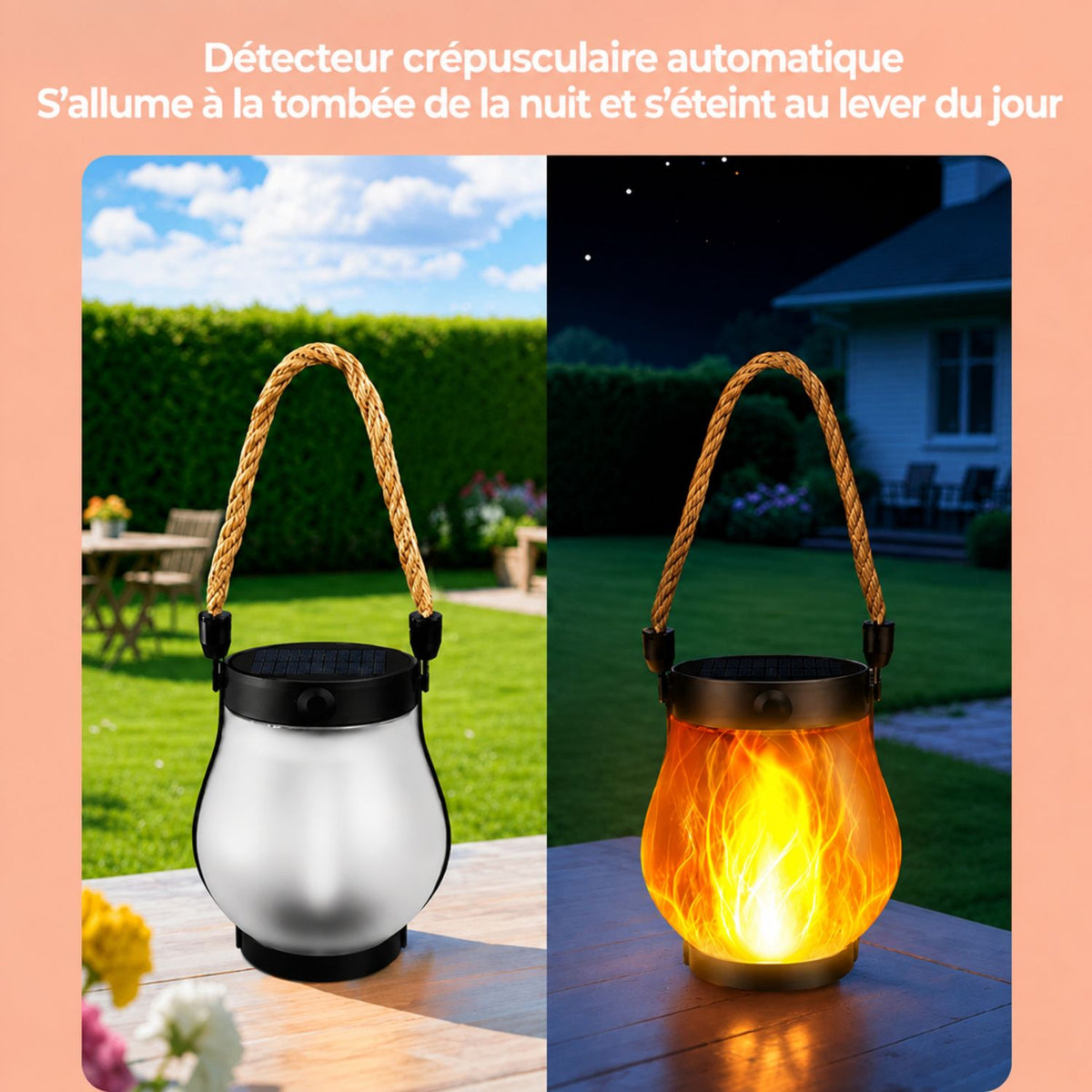 SolarFlame™ | Lanterne solaire avec effet de flamme réaliste