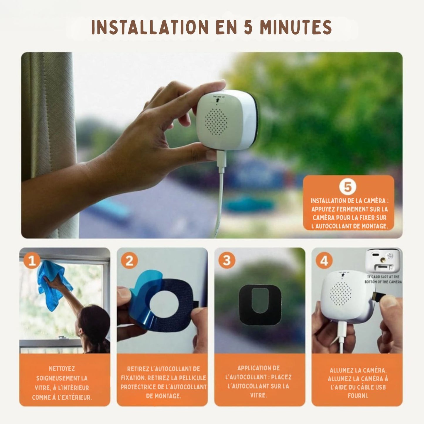 VueProtect™ | Caméra Intérieure Discrète Qui Protège Votre Maison – Sans Perçage