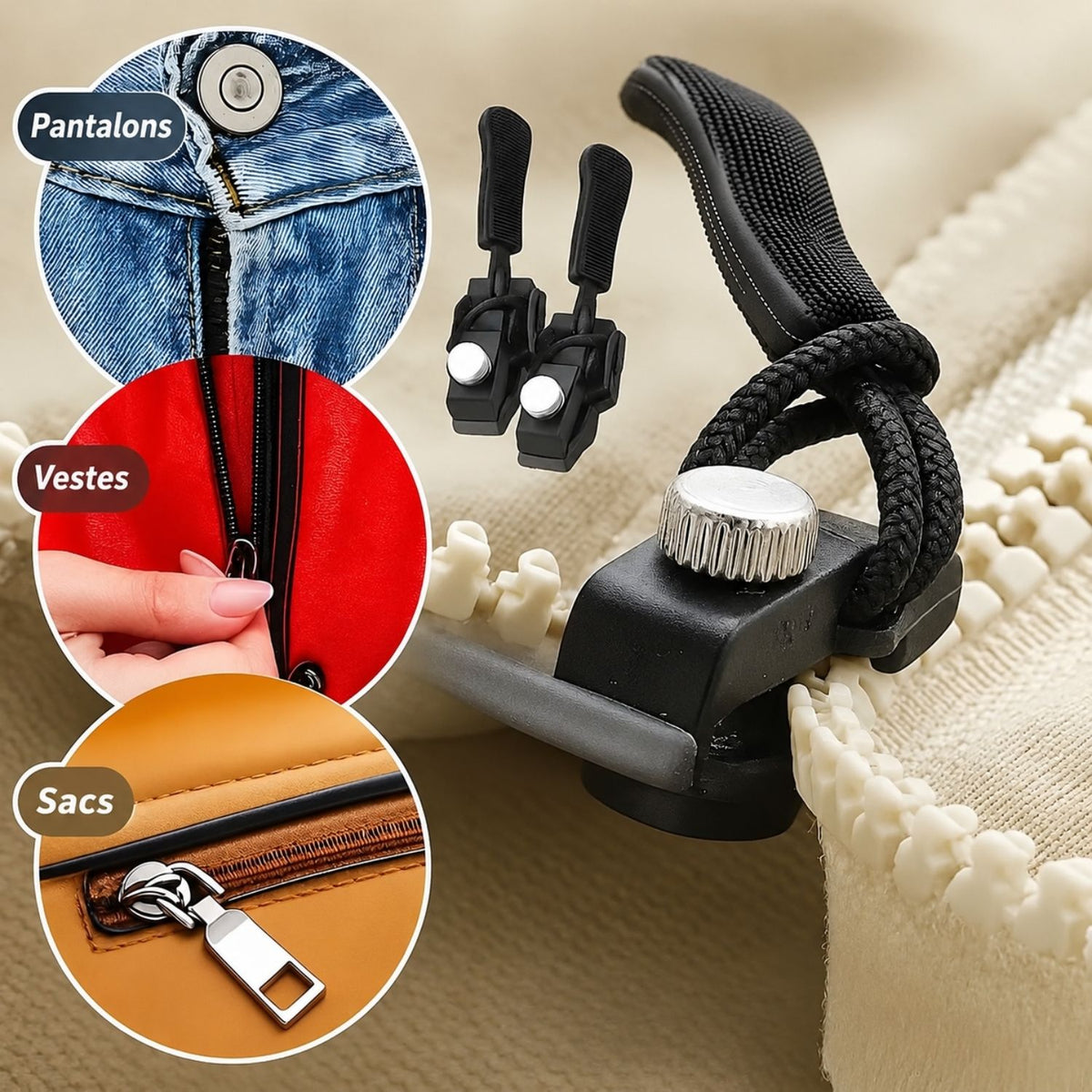 ZipFix™ – Kit universel et durable en métal pour réparer les curseurs de fermeture éclair