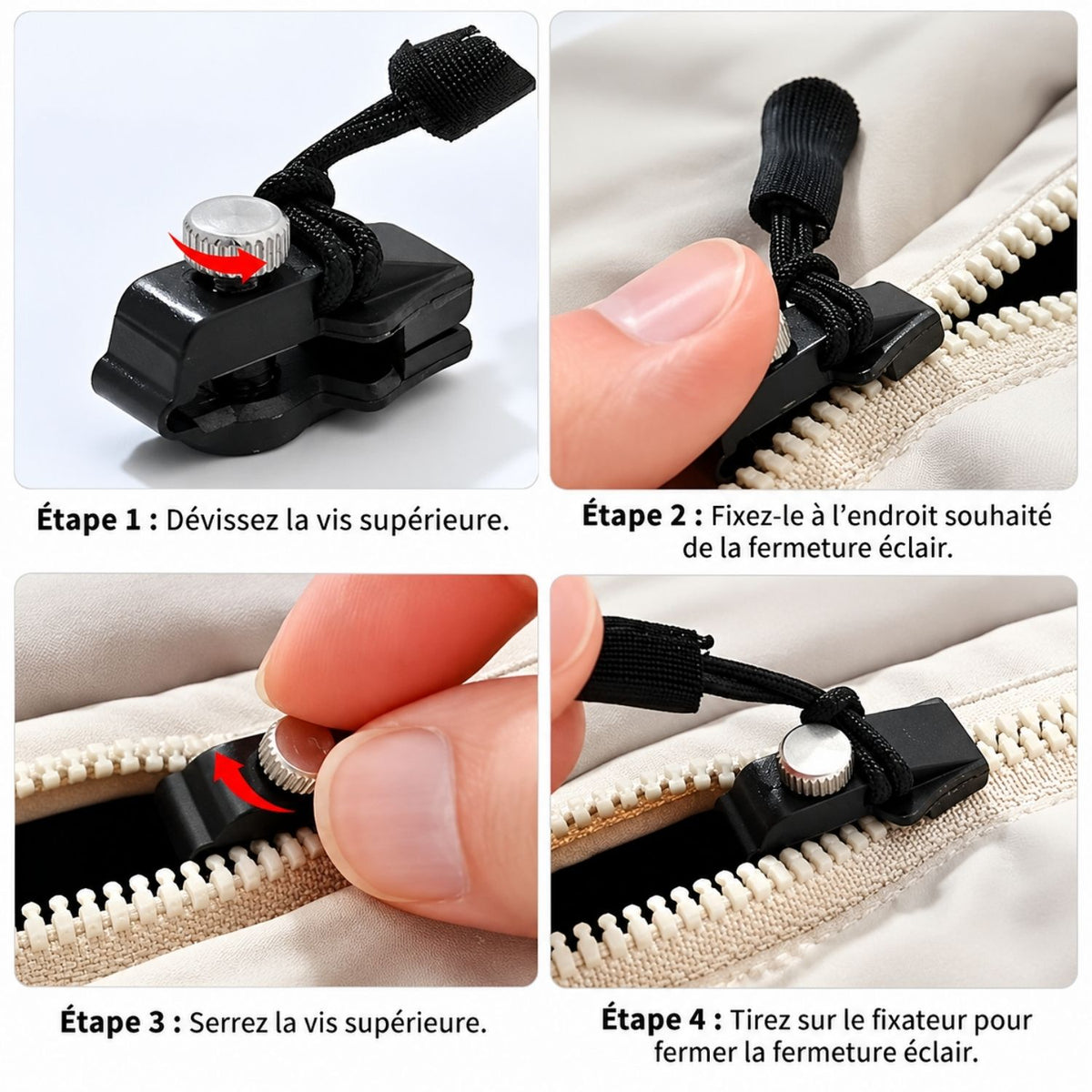 ZipFix™ – Kit universel et durable en métal pour réparer les curseurs de fermeture éclair