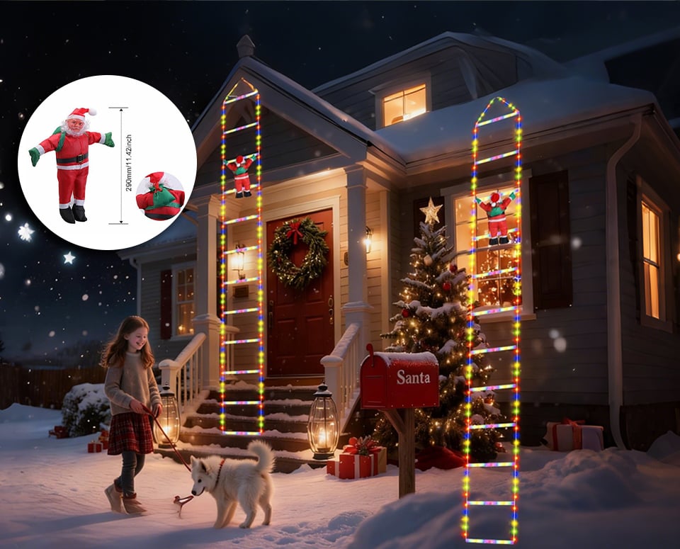 LumiNoël™ Père Noël grimpant avec éclairage LED